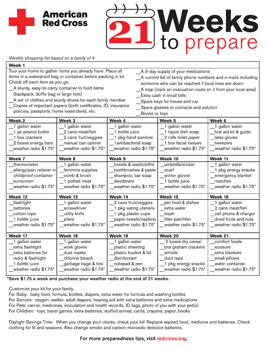 21 weeks to prepare daily shopping list 
