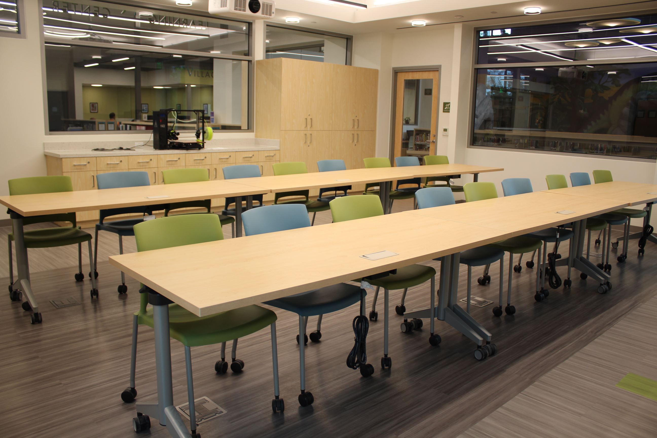 Long table with chairs