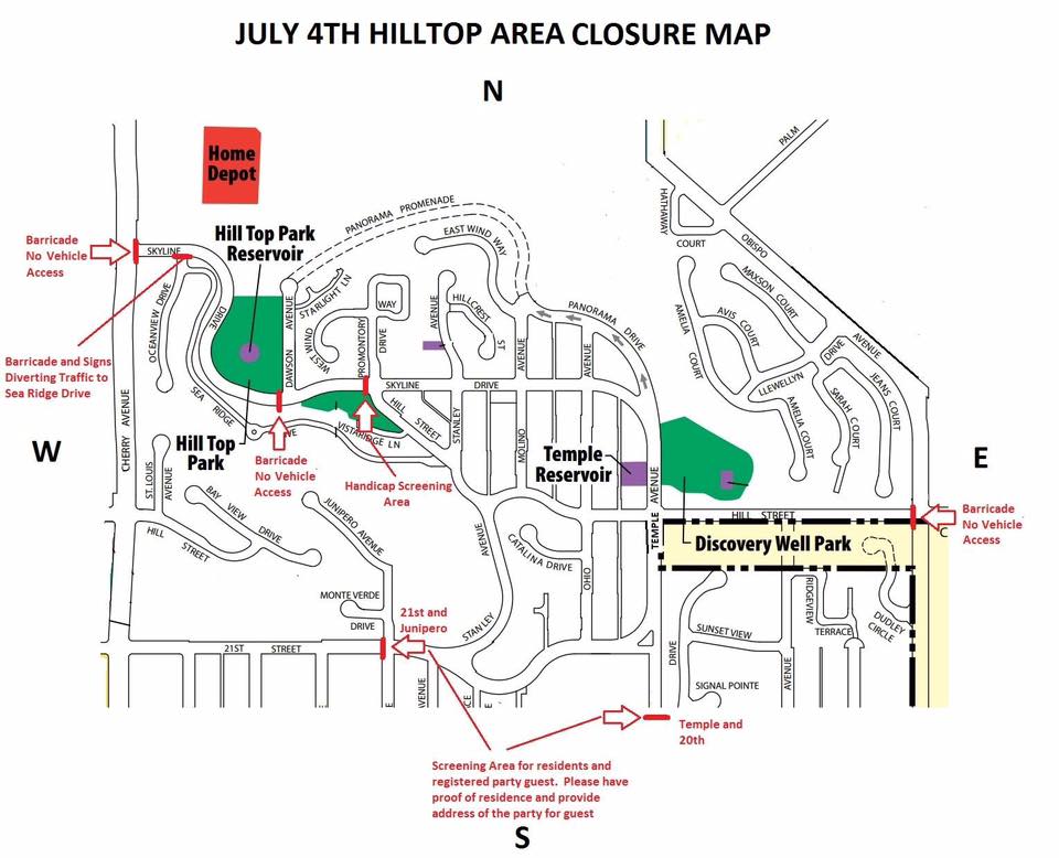 SHPD July 4th Hilltop Map