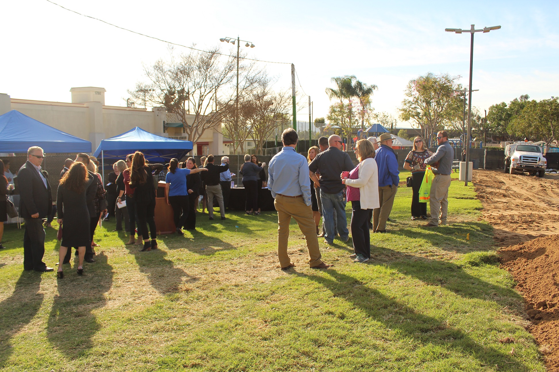 Gathering for the groundbreaking ceremony